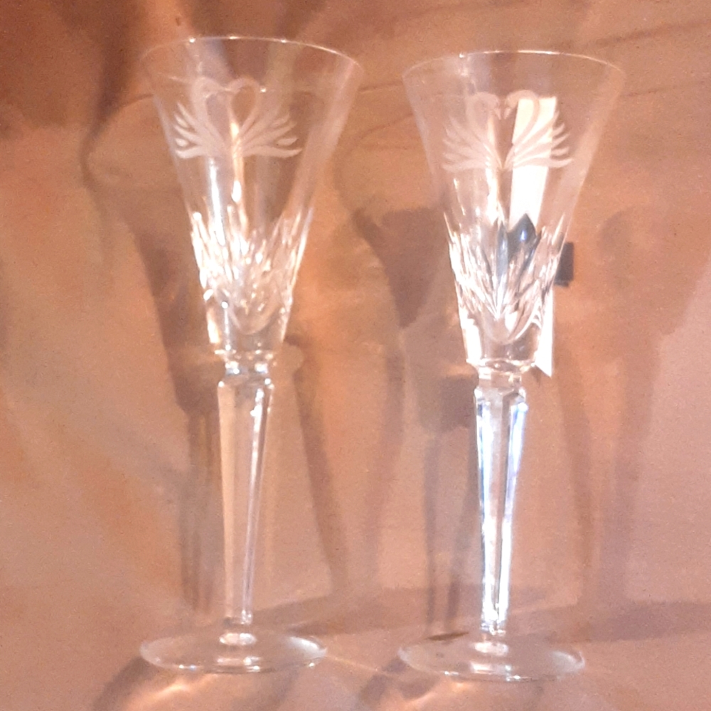 Vintage Waterford toasting flute glasses